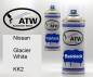 Preview: Nissan, Glacier White, KK2: 400ml Sprühdose + 400ml Klarlack - Set, von ATW Autoteile West.